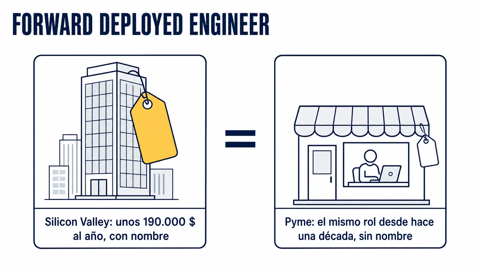 Un Forward Deployed Engineer en Silicon Valley cuesta unos 190 000 $ al año y tiene nombre; las pymes llevan una década comprando el mismo rol a integradores sin el nombre